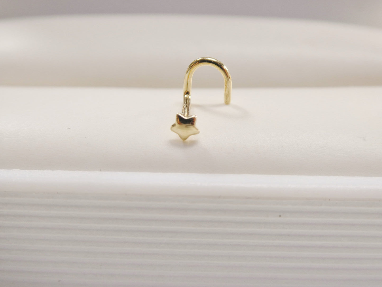 14k real solid yellow gold twist shape star nose ring