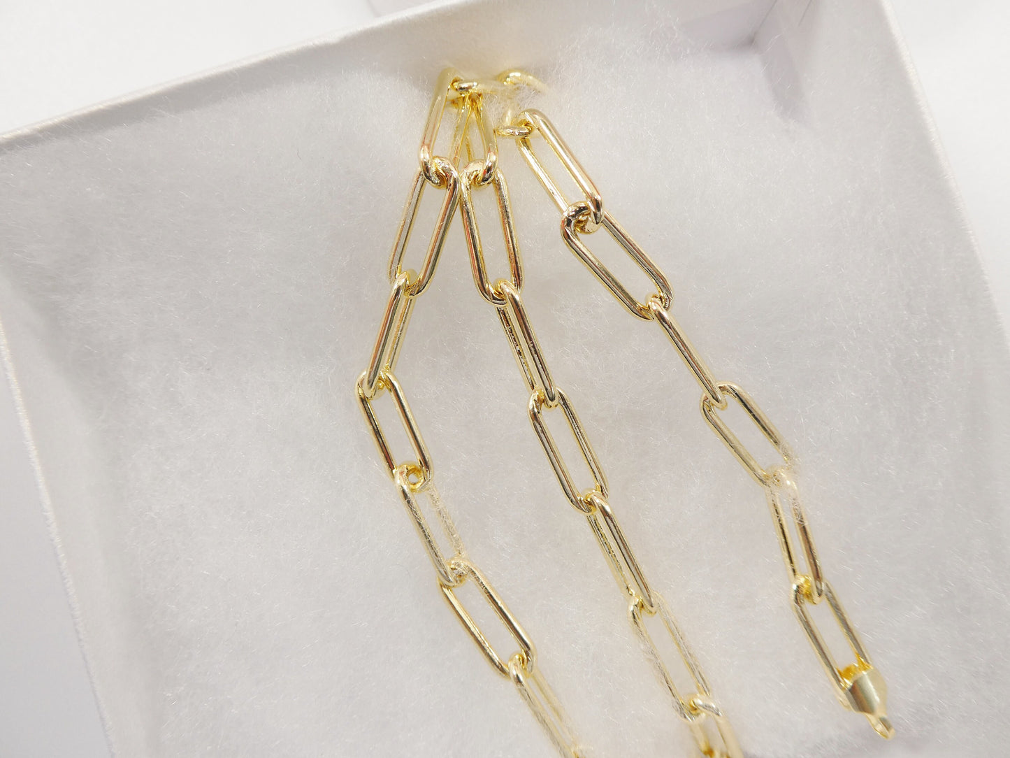 5mm 18k gold filled paper clip chain necklace 16"-18'-20"