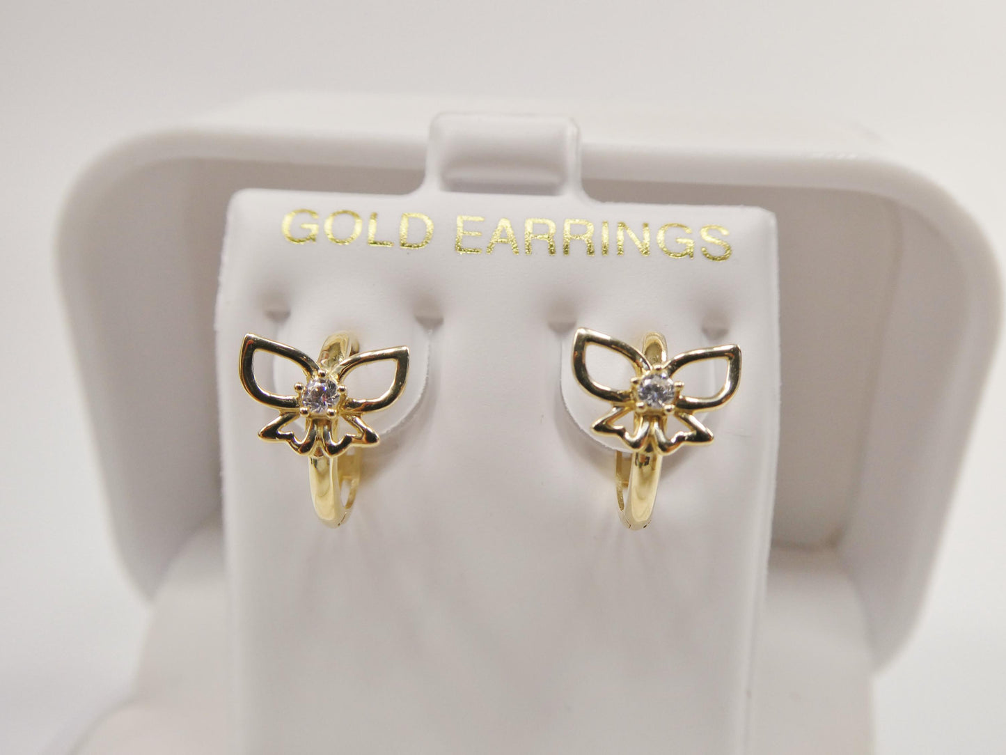 real 10k solid yellow gold butterfly hoop huggie earrings