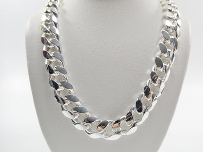 Real 10.5MM 925 Sterling Silver Men Miami Semi Solid Link Chain Box Lock Clasp