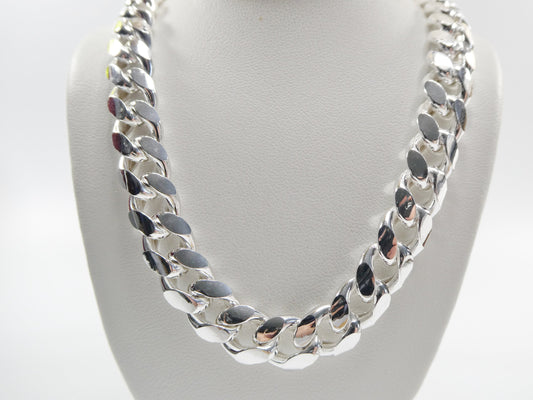 real 10.5MM 925 sterling silver men Miami semi solid link chain box lock clasp