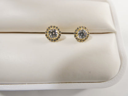 Real 10k Solid Yellow Gold Screw Post Circle Stud Earrings