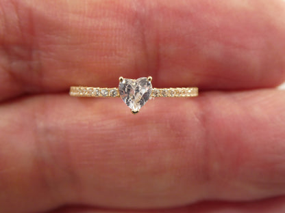 Real 14k Solid Yellow Gold Women's Classic Micro Pave Setting Pinky Ring