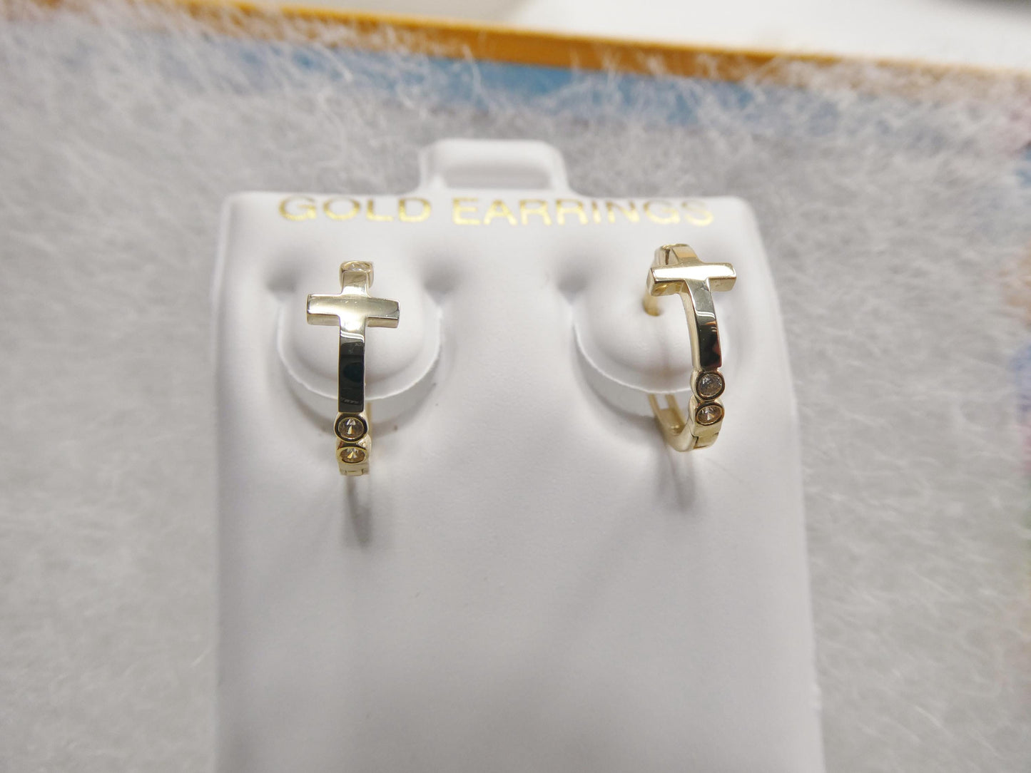 real 10k solid yellow gold designer cross earrings