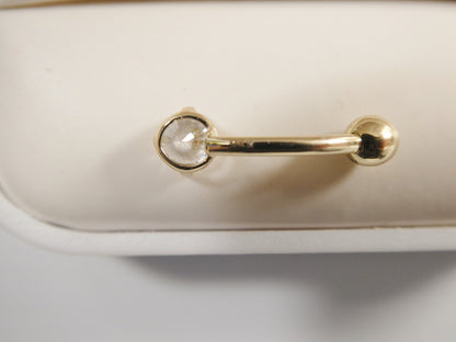 14k Real Solid Yellow Gold 5mm Stone Dangling Belly Button Ring Piercing