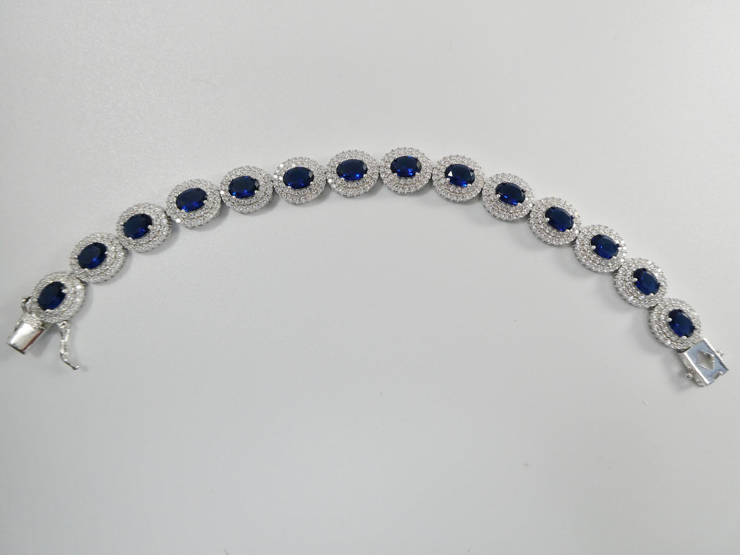 7 inch real 925 sterling silver large color stone ladies bracelet