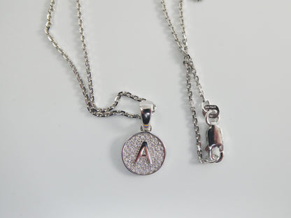 Real 925 Sterling Silver Initial Pendent With 16 Inch Cable Chain