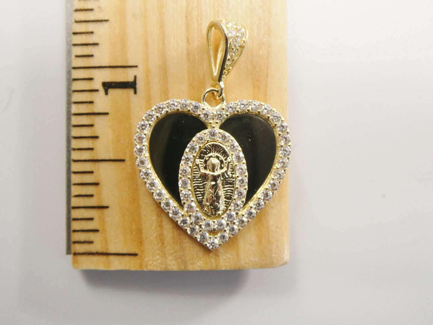 14k real solid yellow gold divino nino heart charm pendent