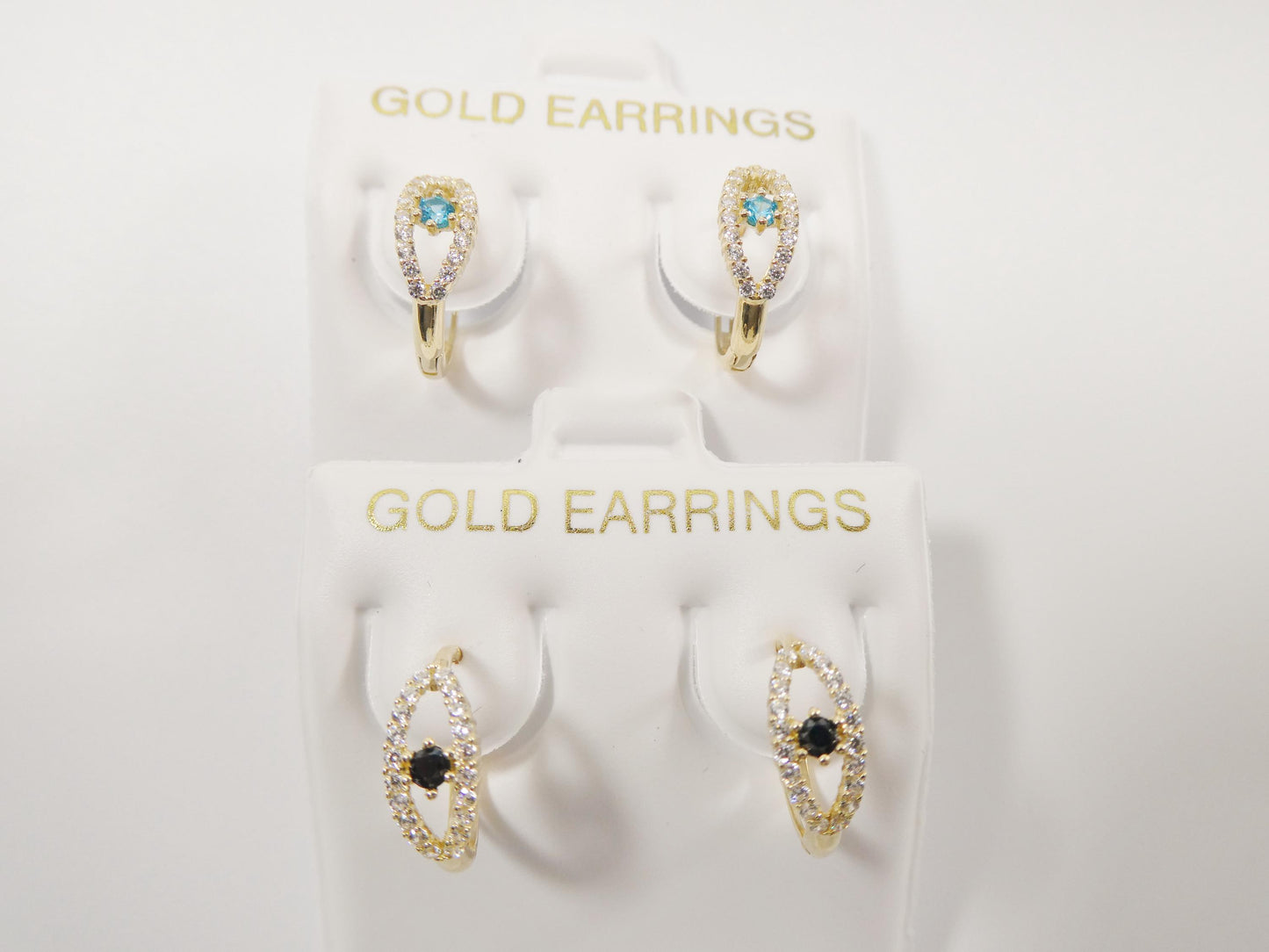 real 10k solid yellow gold evil eye hoop huggie earrings