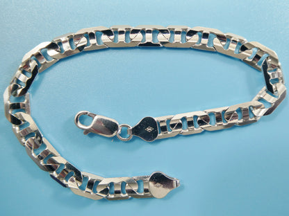 6mm Real Solid Mariner Link Solid 925 Sterling Silver Men Bracelet Lobster Lock