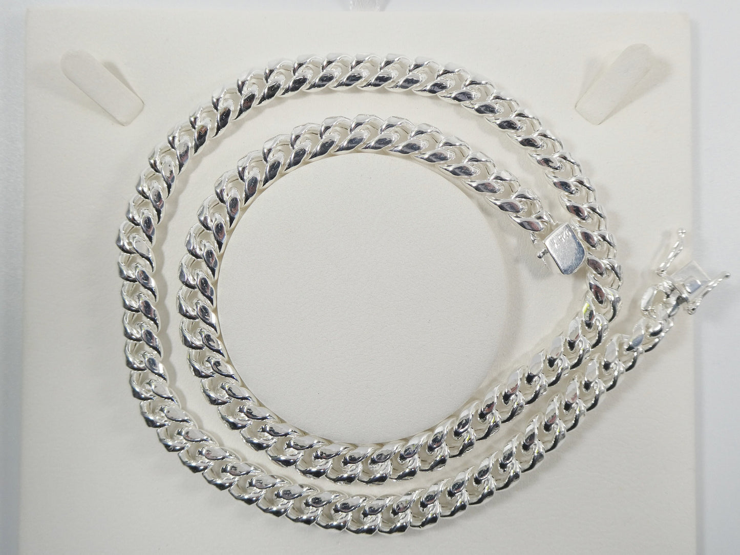 real 9mm 925 sterling silver Miami  SEMI SOLID link chain box lock clasp