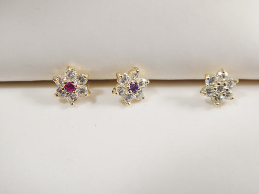 14k real solid yellow gold flower nose ring