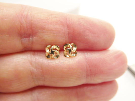 real 10k solid yellow gold flower push post earrings