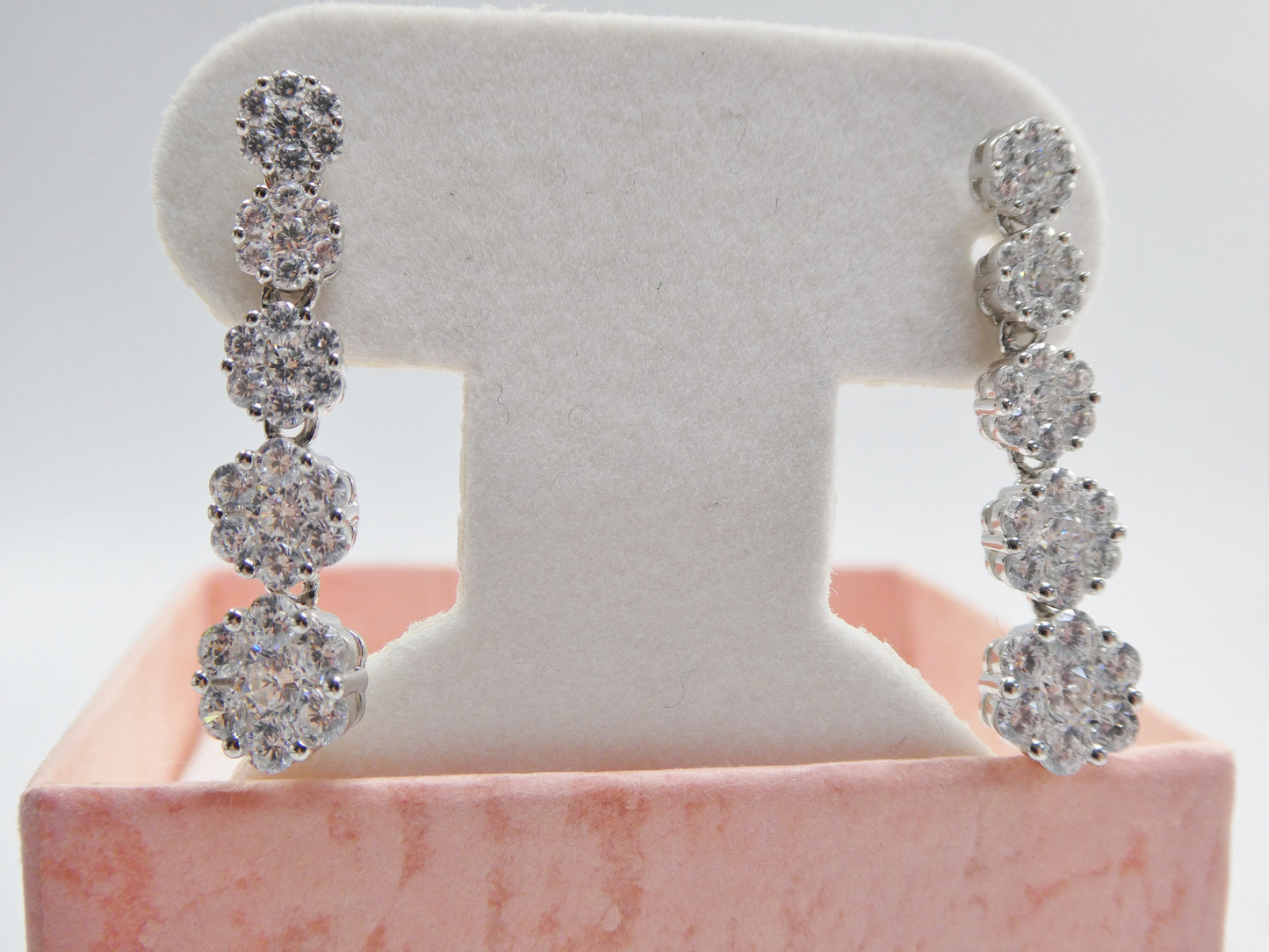real 925 sterling silver micro pave setting 14k white gold color finish drop earrings
