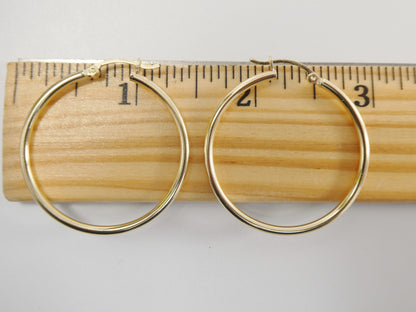 Real 10k Solid Yellow Gold Plain High Polish 35mm Hoop Earrings