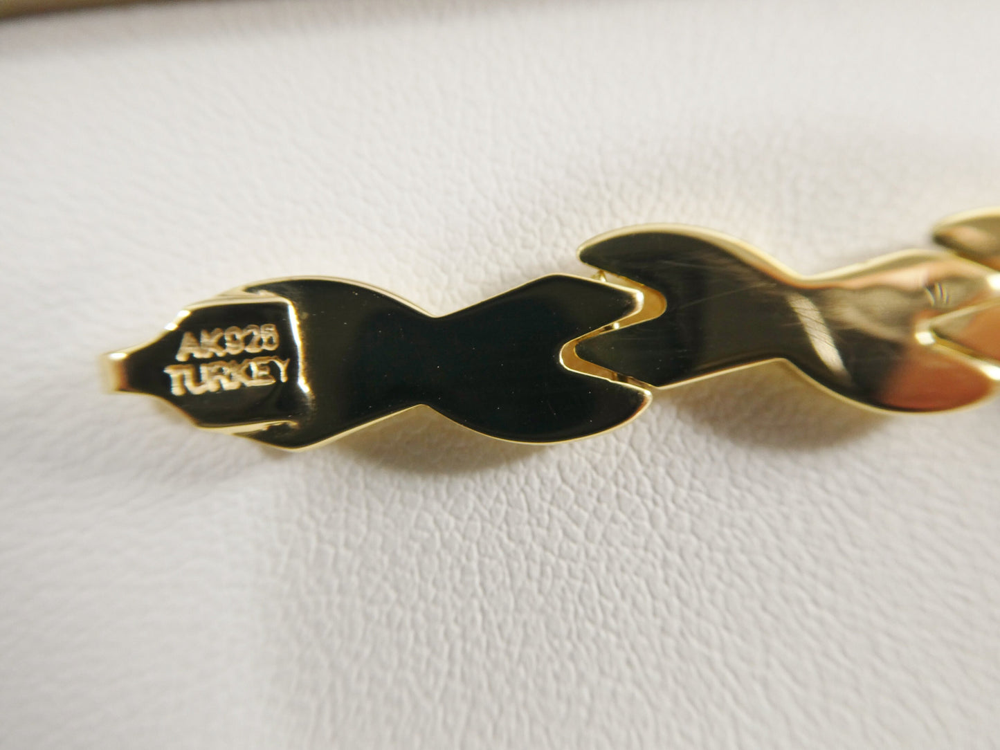 7.50 inch real 925 sterling silver xo style 14k gold tone finish