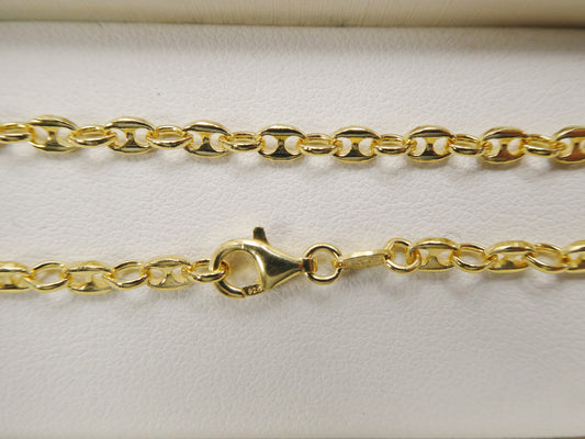 Real 925 sterling silver 10 inch mariner anklet 14k yellow gold finish