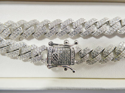 Real 925 Sterling Silver Monaco Full Micro Fave Setting Bracelet