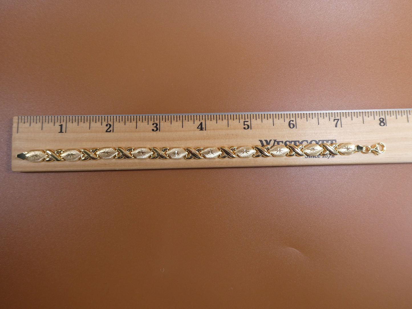6.5 inch 7 inch xoxo stampato bracelet all yellow tone 14k yellow gold color finish over real 925 sterling silver
