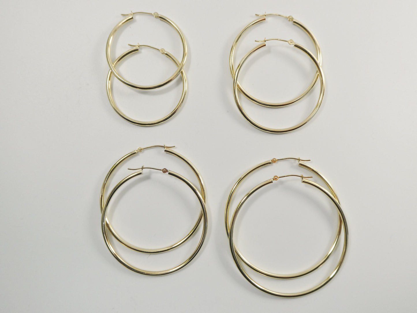 10k real solid yellow gold 2mm high polish hoop earrings