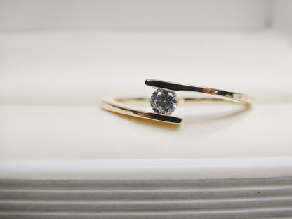 Real 10k Solid Yellow Gold Women's Classic Micro Pave Setting Ring