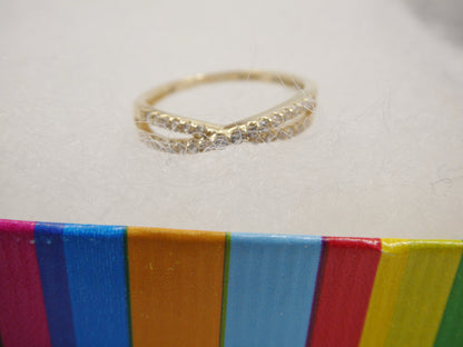 Real 14k Solid Yellow Gold Women's Classic Micro Pave Setting Pinky Ring