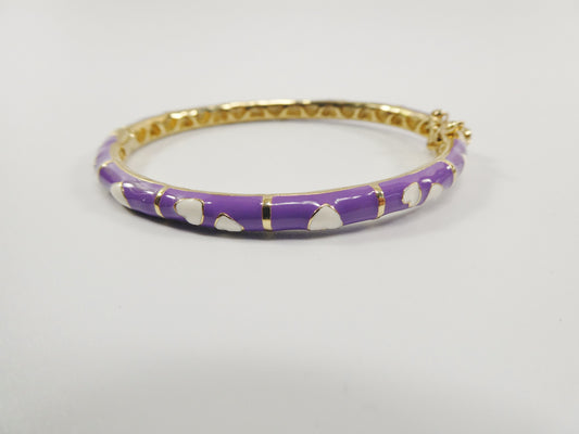 18k yellow gold filled 50mm purple enamel children bangle bracelet