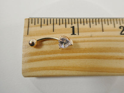 14k Real Solid Yellow Gold Heart Color Belly Ring