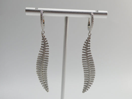 real 925 sterling silver micro pave setting 14k white gold color finish drop earring