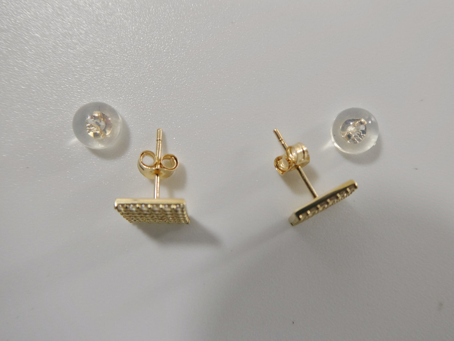 real 10k solid yellow gold micro fave square  stud earrings dainty