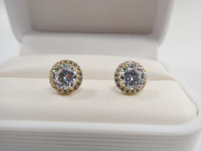 Real 10k Solid Yellow Gold Push Post Circle Stud Earrings