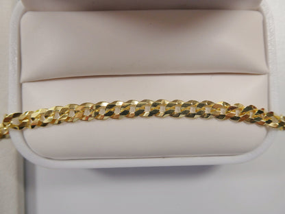 Real 925 Sterling Silver Solid Curb Chain 14k Yellow Gold Finish