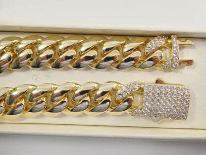 14 mm 18k Gold Filled Monaco Link Bracelet