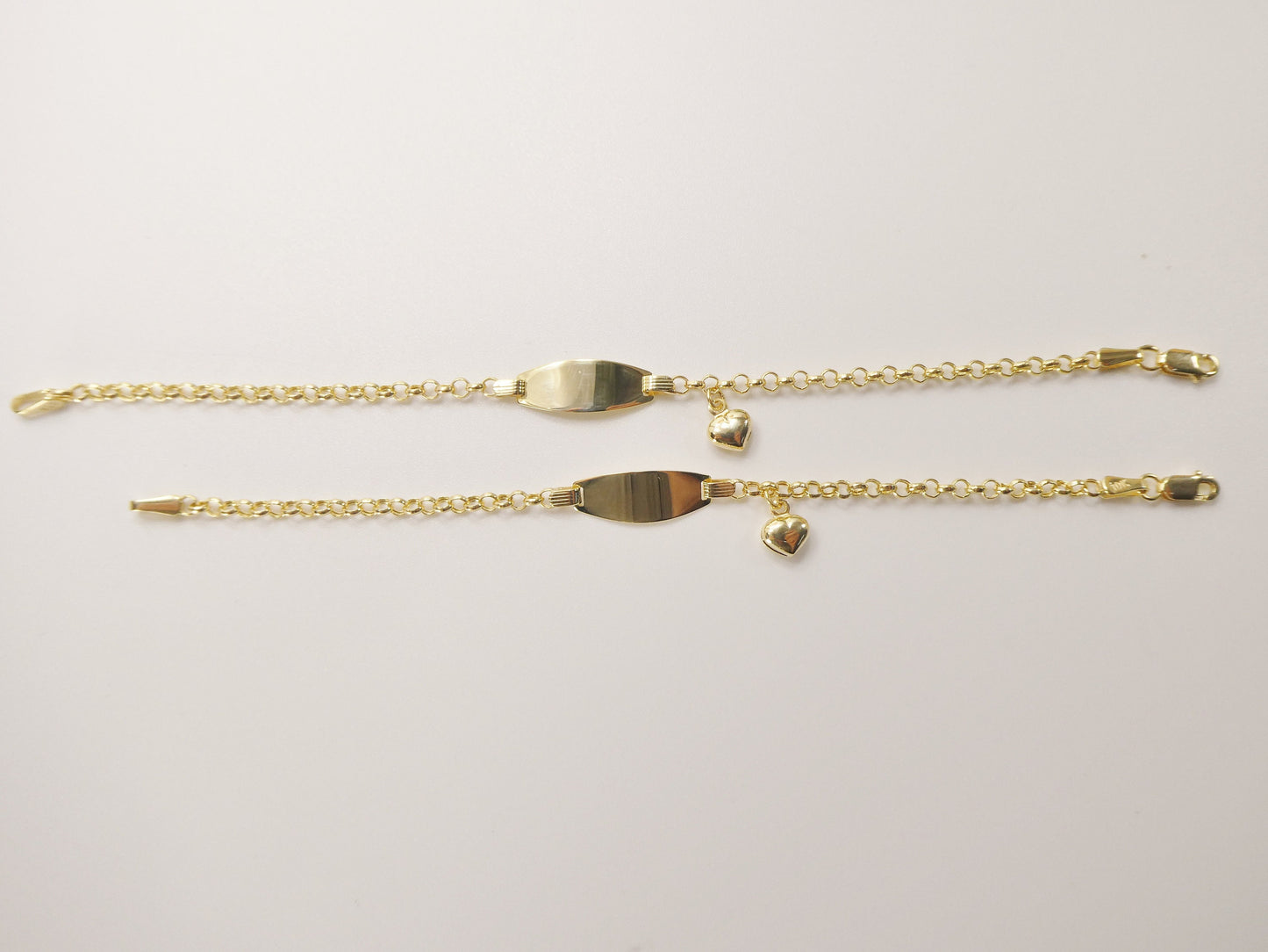real 10k solid yellow gold 5.5/ 6.5 inch children/women heart dangling bracelet