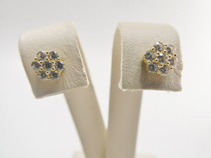 Real 10k Solid Yellow Gold Screw Post Flower Stud Earrings