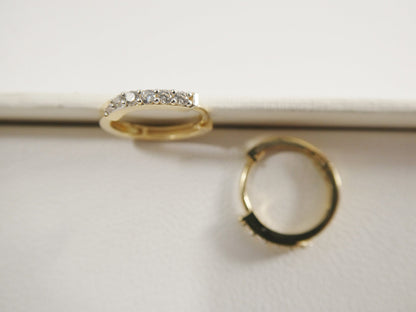 Real 10k Solid Yellow Gold Small 11.9mm Hoop Fancy Huggie Earrings