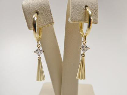Real 10k Solid Yellow Gold Teardrop Hoop Huggie Earrings