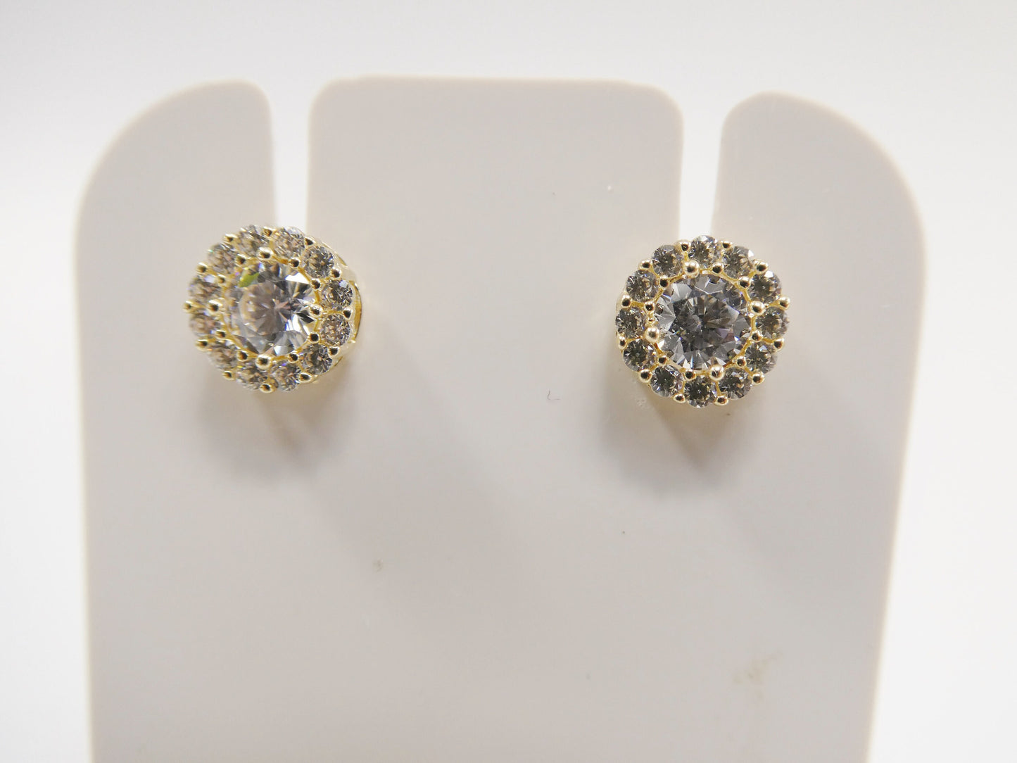 real 10k solid yellow gold push post circle stud earrings