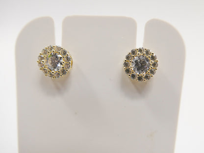 Real 10k Solid Yellow Gold Push Post Circle Stud Earrings