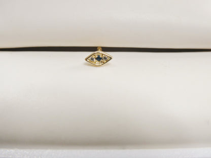 14k Real Solid Yellow Gold Evil Eye Nose Ring