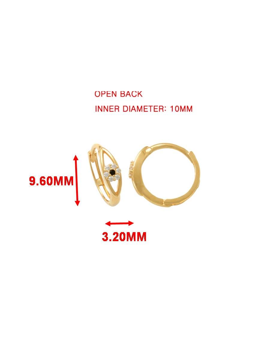 real 10k solid yellow gold evil eye hoop huggie earrings