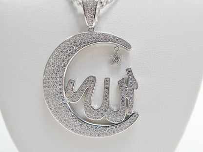 Real 925 Sterling Silver Large Muslim Allah Pendent Charm