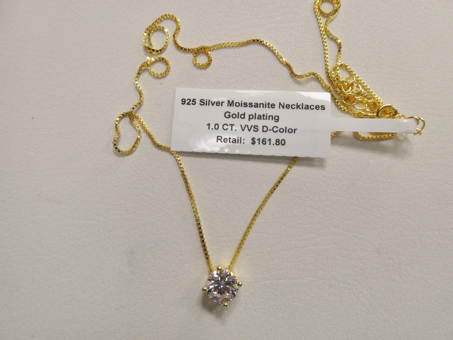 925 sterling silver round solitaire moissanite necklace