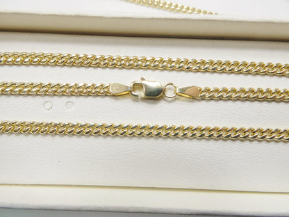 Real 10k Solid Yellow Gold 3mm Curb Link Chain Necklace
