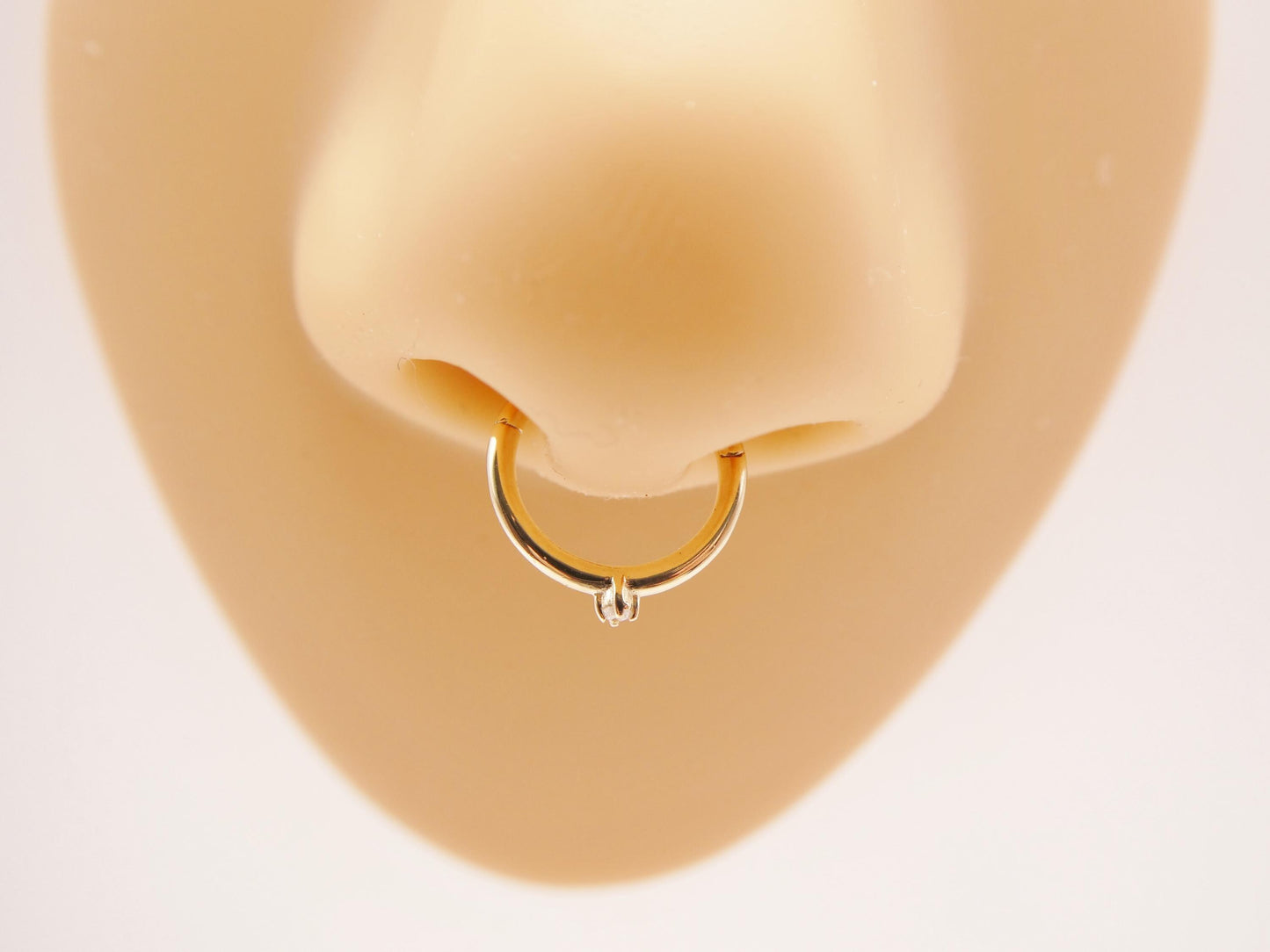 14k real solid yellow gold real diamond seamless clicker cartilage hoop