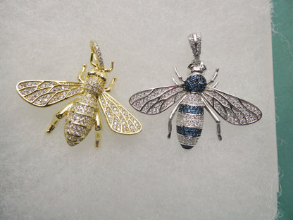 Real Solid 925 Sterling Silver Large Honey Bee Pendent