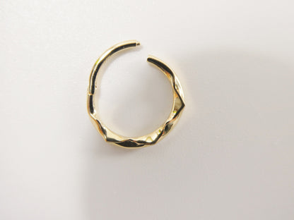 14k Real Solid Yellow Gold Cartilage Daith Wrinkled Hoop Body Ring Piercing