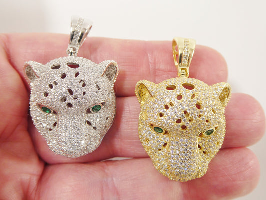 real 925 sterling silver full stone setting large panther pendent