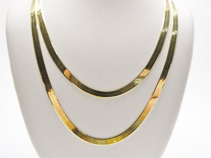 Real 3.5mm 925 Sterling Silver Herringbone Necklace/choker 14k Yellow Gold Finish