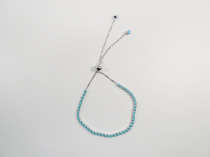 Adjustable turquois tennis bracelet real 925 sterling silver